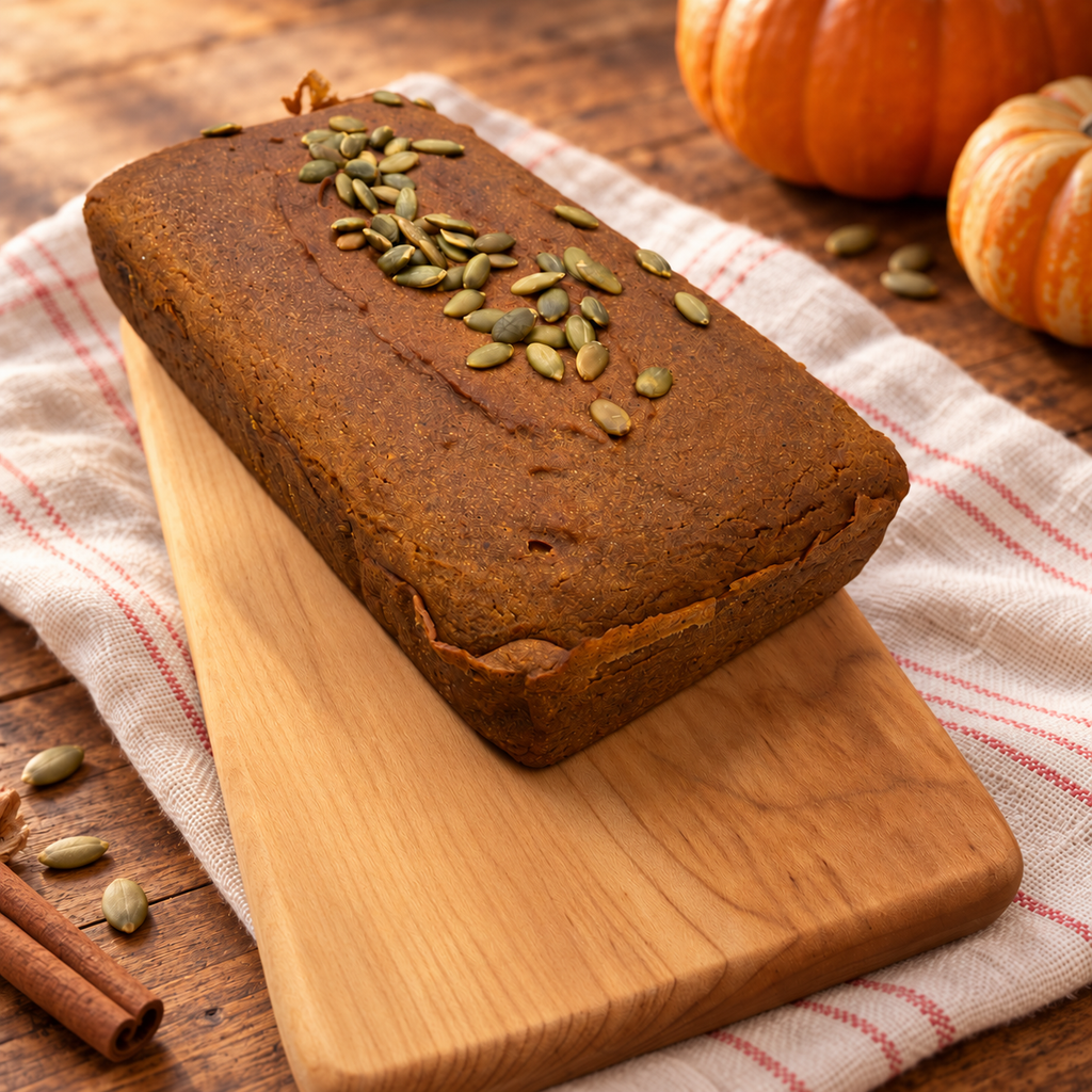 Slices of Deux Pâtes gluten-free pumpkin bread